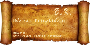 Bécsi Krisztián névjegykártya