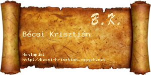 Bécsi Krisztián névjegykártya